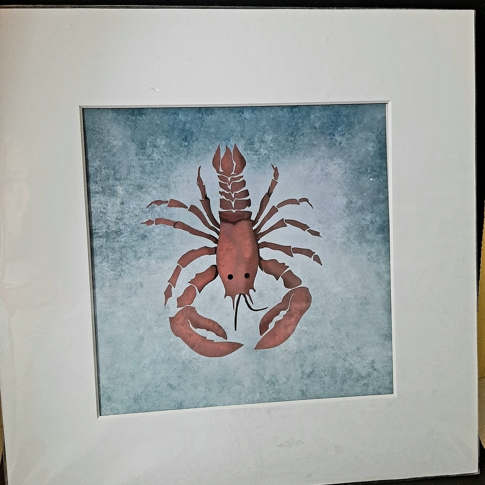 Lobster Art Print in White Frame